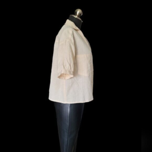 Linen Cotton Oversized Crop Top ESQUALO Sz Small - Picture 6 of 11